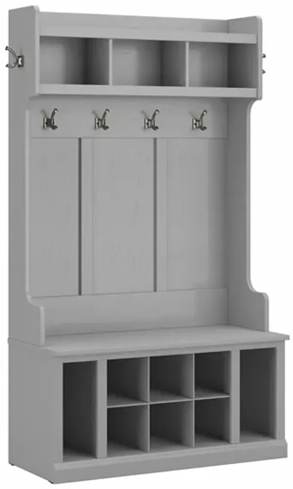 Woodland Home Hall Tree and Shoe Storage Bench with Shelves