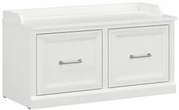 Woodland Home Shoe Storage Bench with Doors and Wall Mounted Coat Rack