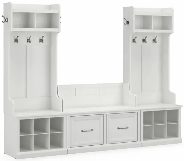 Woodland Hall Entryway Storage Set with Hall Trees and Door Shoe Bench