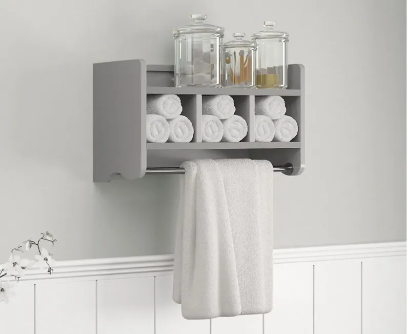 Alaterre Bath Storage Shelf w/ Towel Rods in Gray by Bolton Furniture