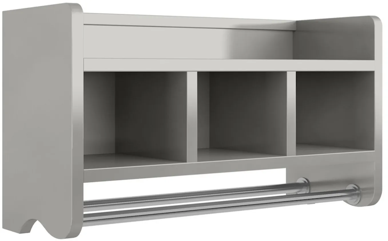 Alaterre Bath Storage Shelf w/ Towel Rods in Gray by Bolton Furniture