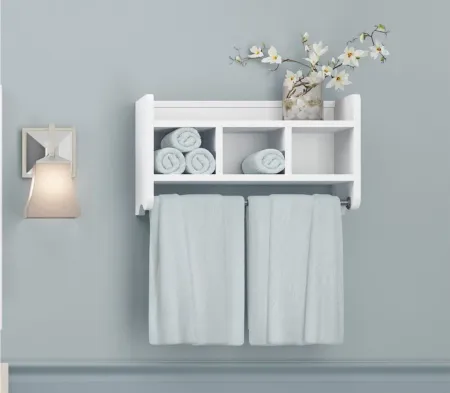 Alaterre Bath Storage Shelf w/ Towel Rods in White by Bolton Furniture