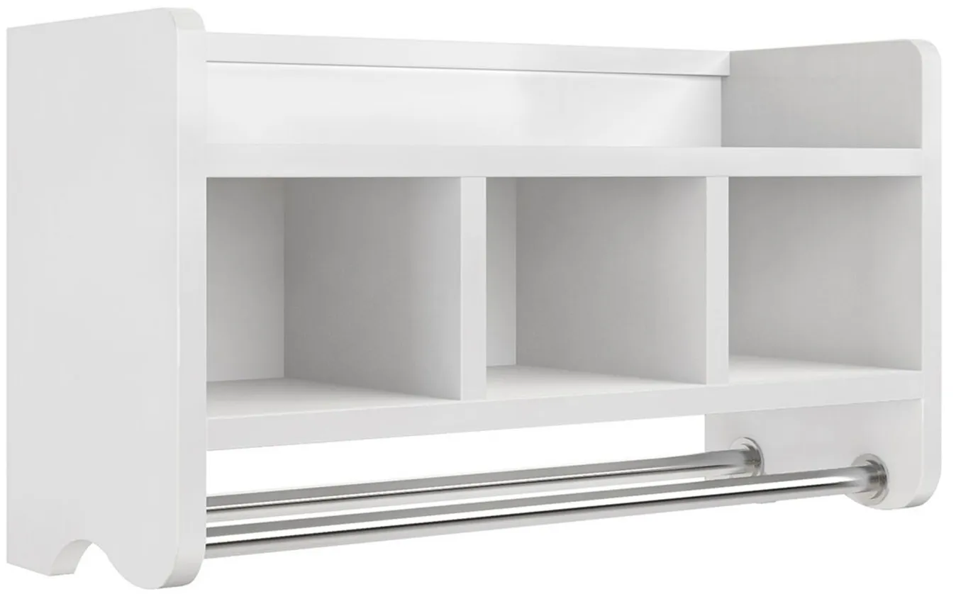 Alaterre Bath Storage Shelf w/ Towel Rods in White by Bolton Furniture