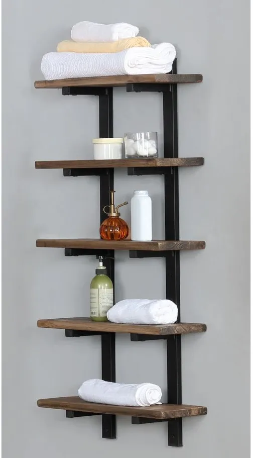 Pomona Bath 5-Shelf Wall Storage Shelf in Natural by Bolton Furniture
