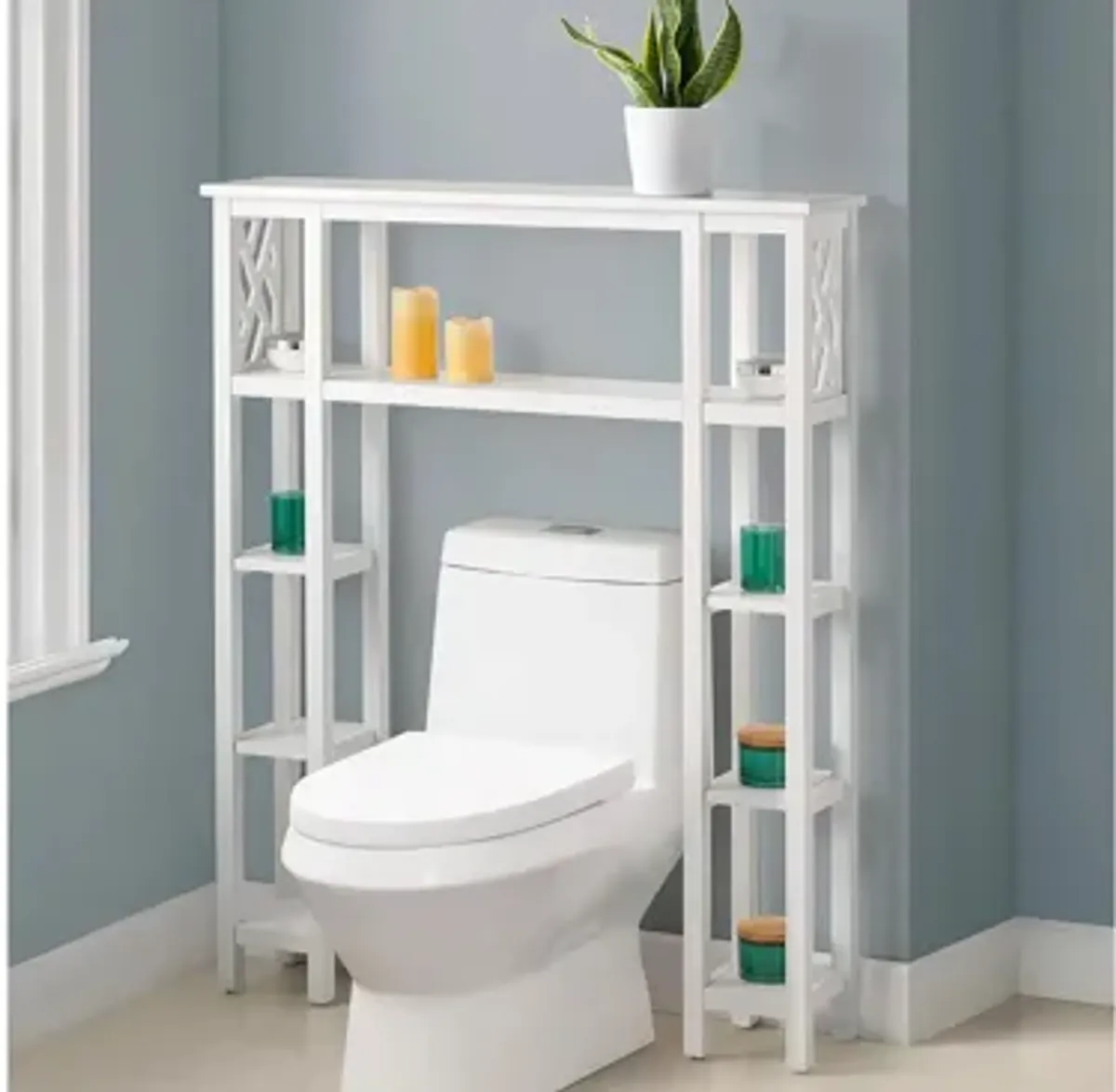 Coventry Over-Toilet Open Shelf w/ Side Shelves