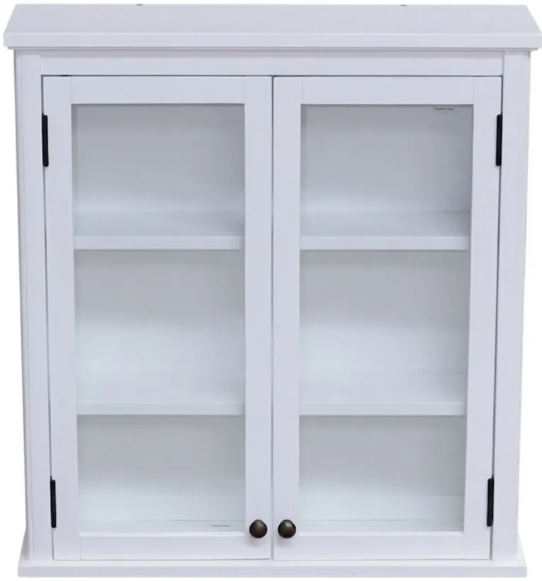 Dorset Wall-Mounted Storage Cabinet w/ Glass Doors in White by Bolton Furniture