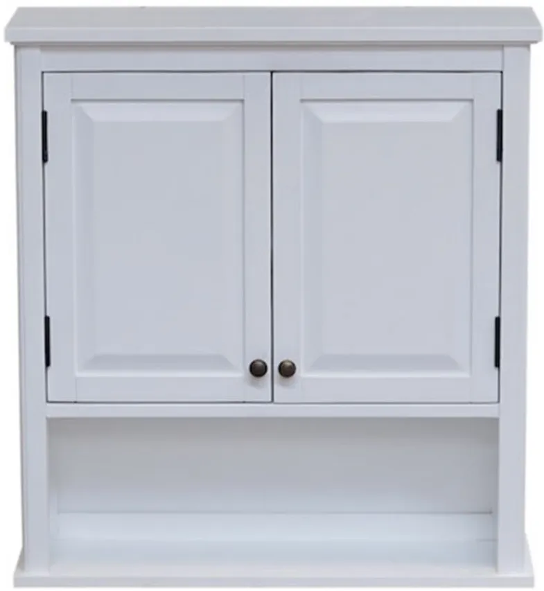 Dorset Wall-Mounted Open Shelf Storage Cabinet w/ Doors in White by Bolton Furniture