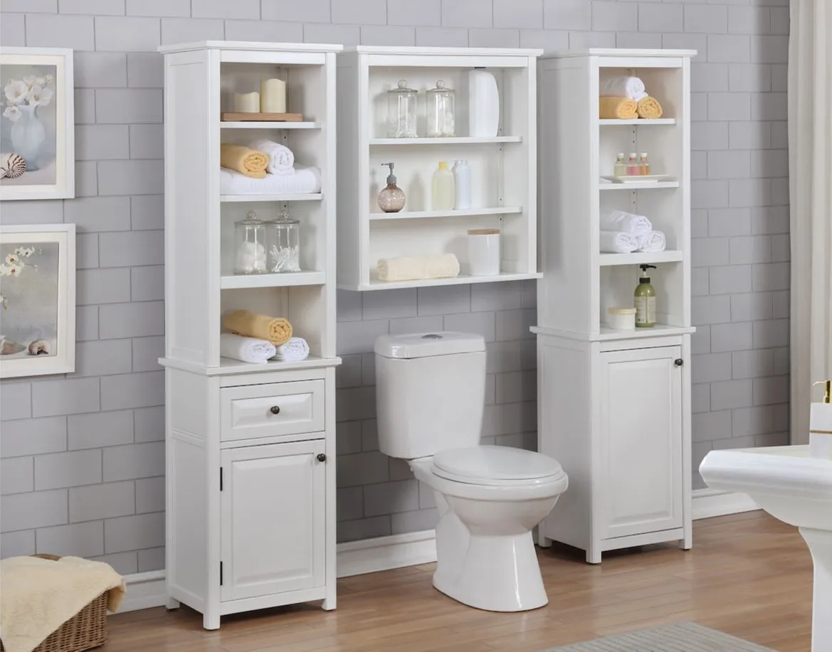 Dorset Wall-Mounted Open Shelf Storage Cabinet in White by Bolton Furniture