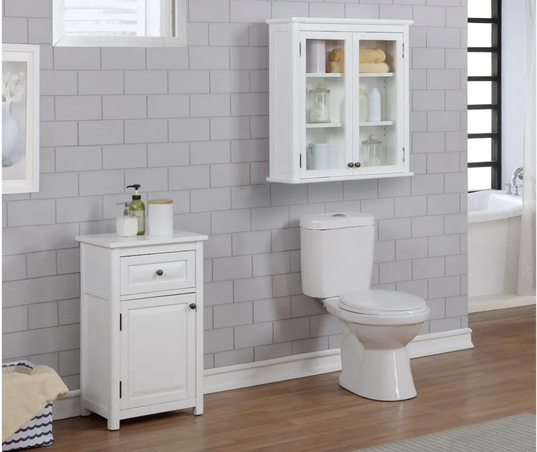 Dorset Bath Storage Cabinet w/ Door and Drawer in White by Bolton Furniture