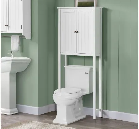 Dover Over-Toilet Hutch w/ Doors in White by Bolton Furniture