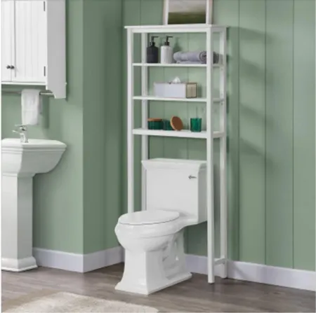 Dover Over-Toilet Open Shelf Organizer in White by Bolton Furniture
