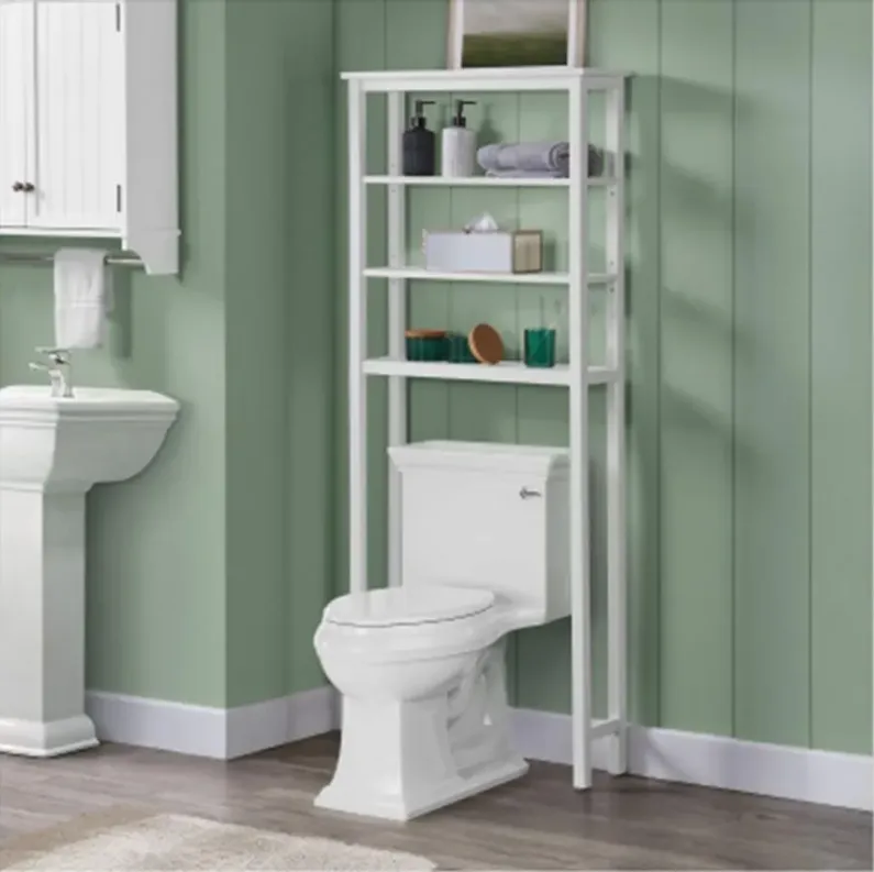 Dover Over-Toilet Open Shelf Organizer in White by Bolton Furniture