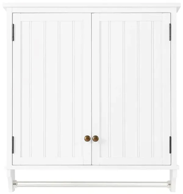 Dover Wall-Mounted Storage Cabinet w/ Doors and Towel Rod