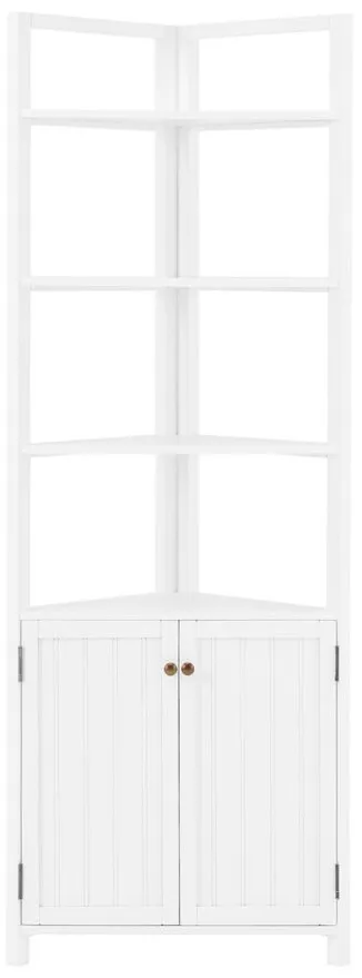 Dover Open Shelf Corner Storage Cabinet w/ Doors in White by Bolton Furniture