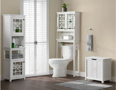 Derby Wall-Mounted Bath Storage Cabinet w/ Glass Doors and Shelf in White by Bolton Furniture