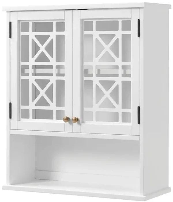 Derby Wall-Mounted Bath Storage Cabinet w/ Glass Doors and Shelf