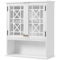 Derby Wall-Mounted Bath Storage Cabinet w/ Glass Doors and Shelf in White by Bolton Furniture