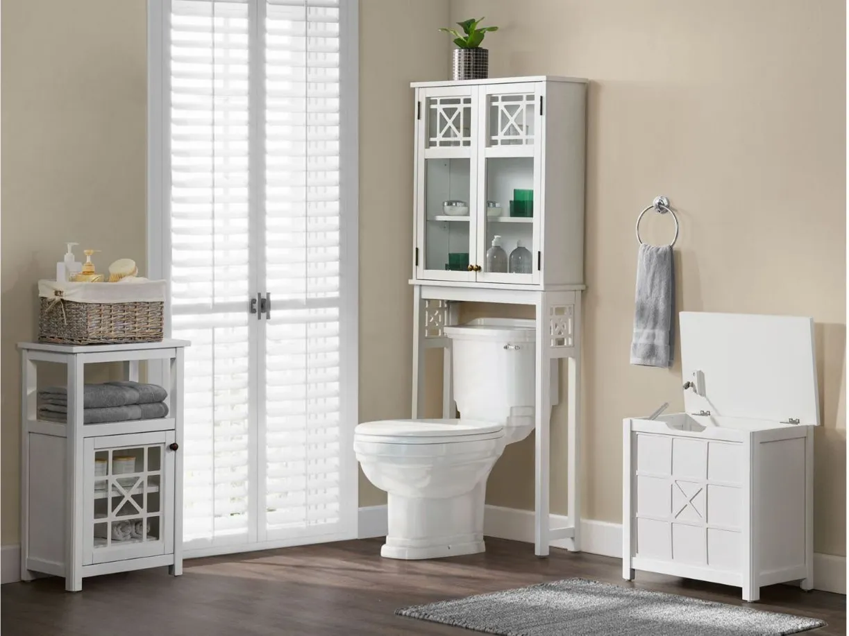 Derby Wall-Mounted Bath Storage Cabinet w/ Glass Doors in White by Bolton Furniture