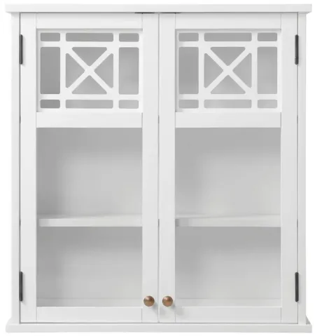 Derby Wall-Mounted Bath Storage Cabinet w/ Glass Doors in White by Bolton Furniture