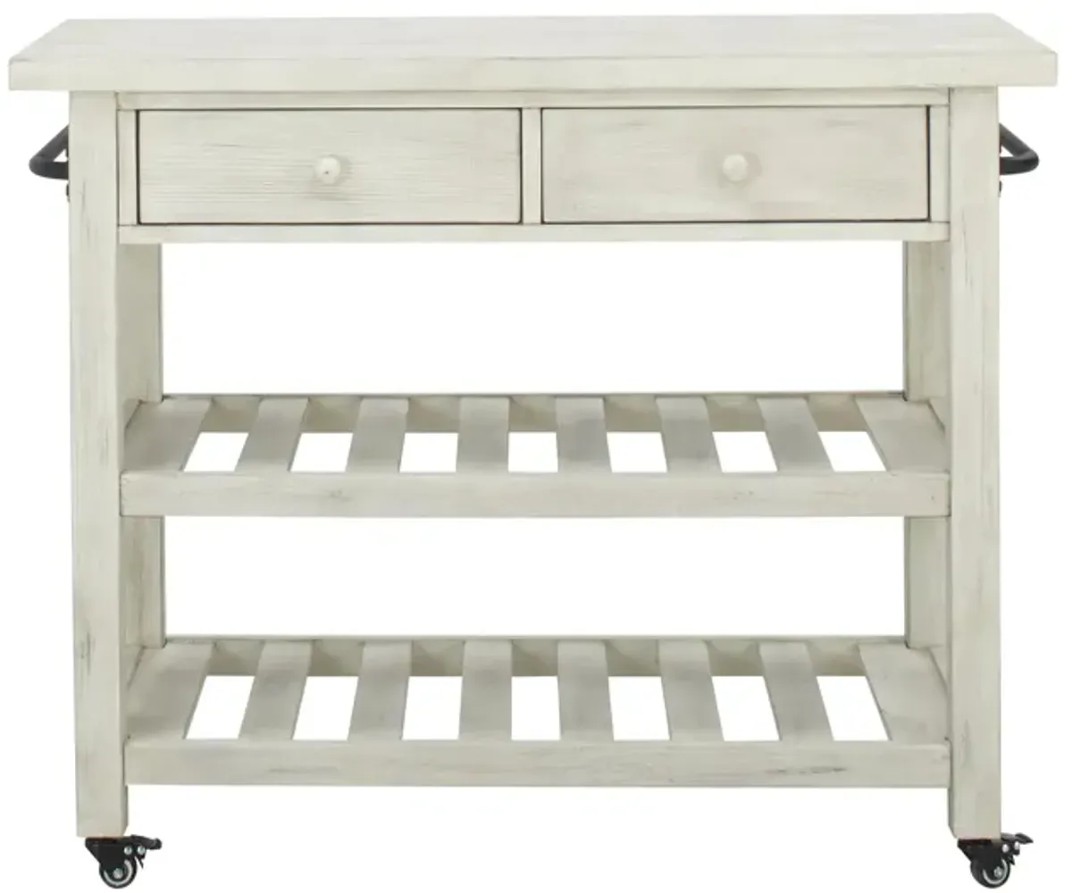 Kardy 2-Drawer Kitchen Cart in White by Coast To Coast Imports