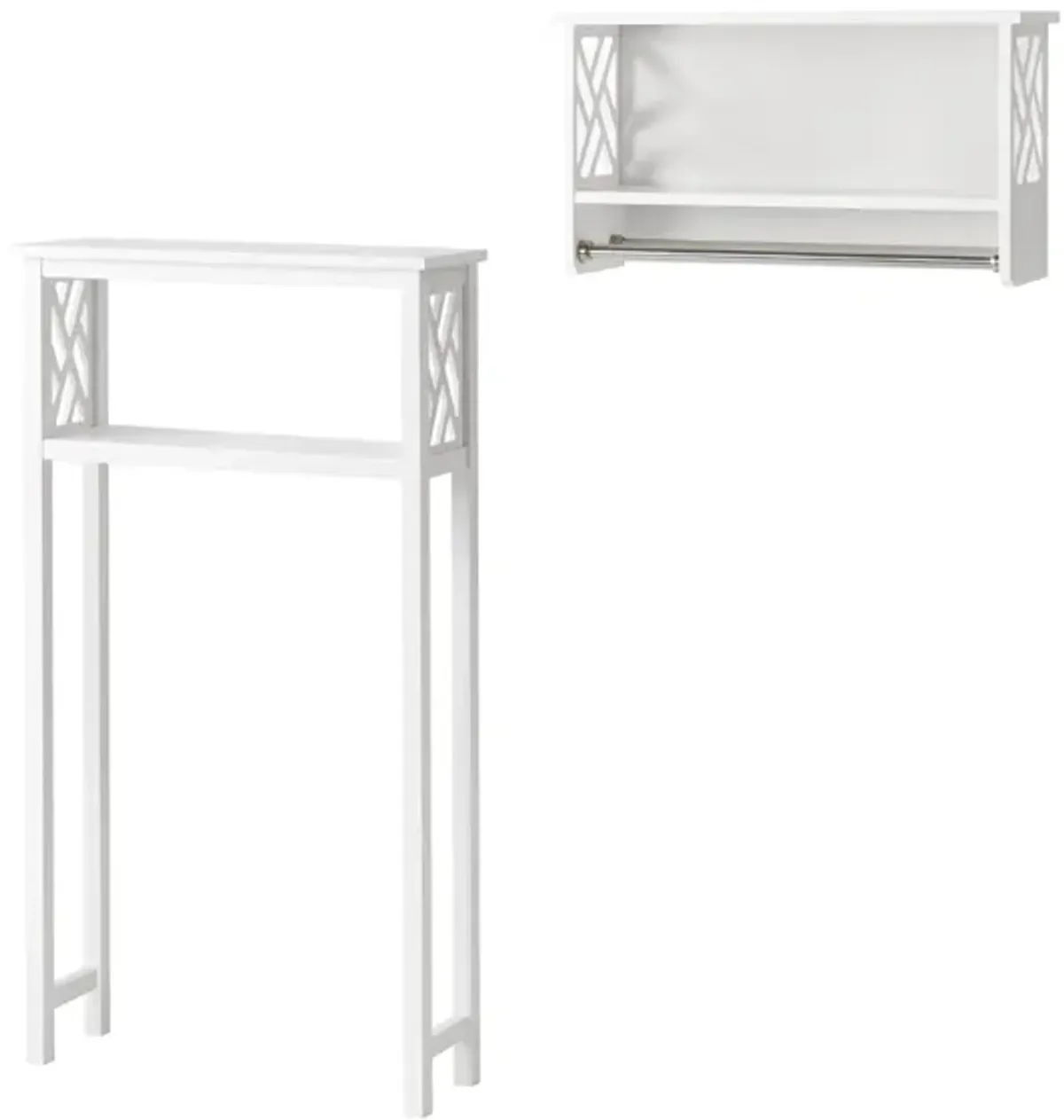 Coventry 2-pc Over-Toilet Storage Shelf w/ Towel Rods in White by Bolton Furniture