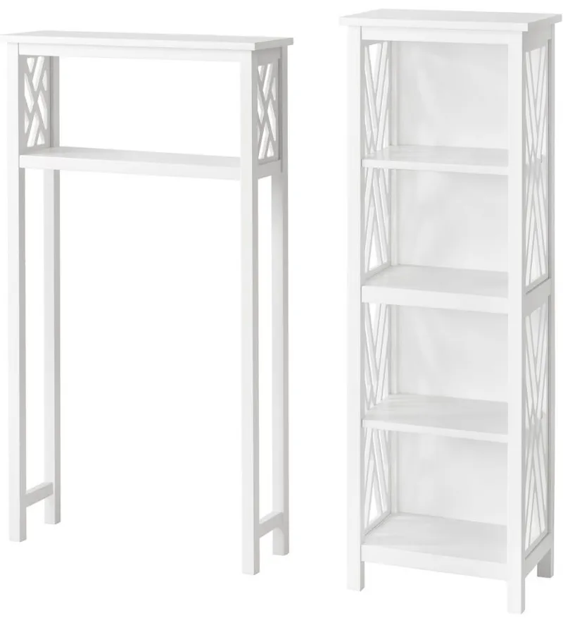 Coventry 2-pc Over-Toilet Tall Storage Shelf in White by Bolton Furniture