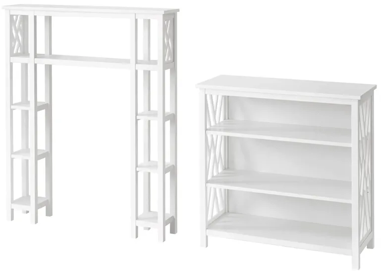 Coventry 2-pc Over-Toilet Storage Unit w/ Side Shelves in White by Bolton Furniture