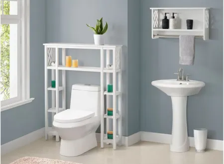 Coventry 2-pc Over-Toilet Storage Unit w/ Side Shelves and Towel Rods in White by Bolton Furniture