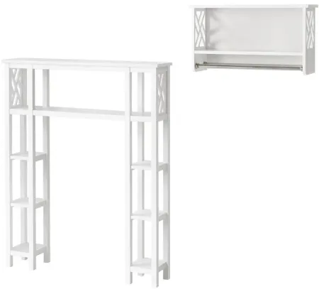 Coventry 2-pc Over-Toilet Storage Unit w/ Side Shelves and Towel Rods in White by Bolton Furniture