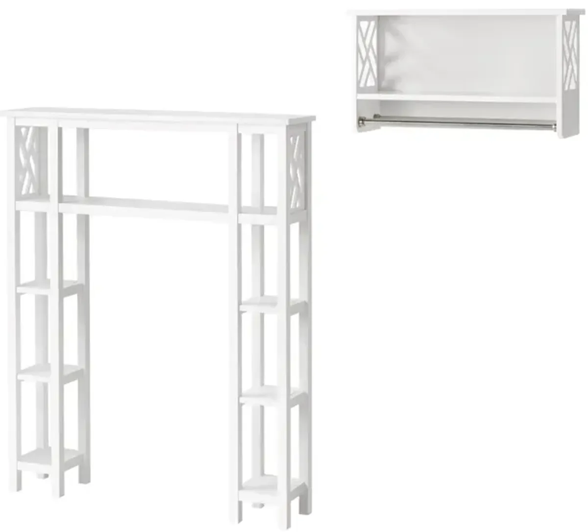 Coventry 2-pc. Over-Toilet Storage Unit w/ Side Shelves and Towel Rods in White by Bolton Furniture