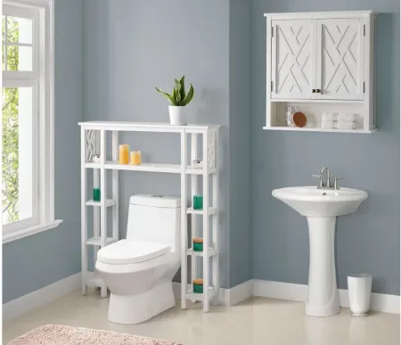Coventry 2-pc Over-Toilet Storage Unit w/ Side Shelves and Doors in White by Bolton Furniture
