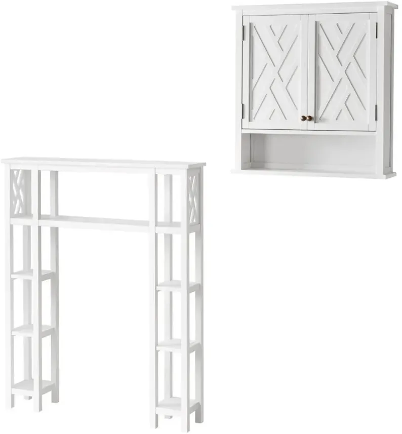 Coventry 2-pc Over-Toilet Storage Unit w/ Side Shelves and Doors in White by Bolton Furniture