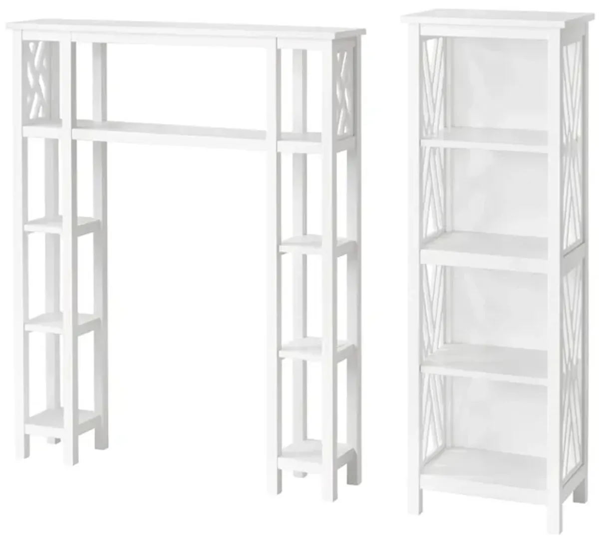 Coventry 2-pc. Over-Toilet Tall Storage Unit w/ Side Shelves in White by Bolton Furniture