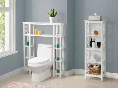 Coventry 2-pc Over-Toilet Tall Storage Unit w/ Side Shelves in White by Bolton Furniture
