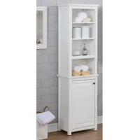 Dorset Open Shelf Storage Tower w/ Door in White by Bolton Furniture