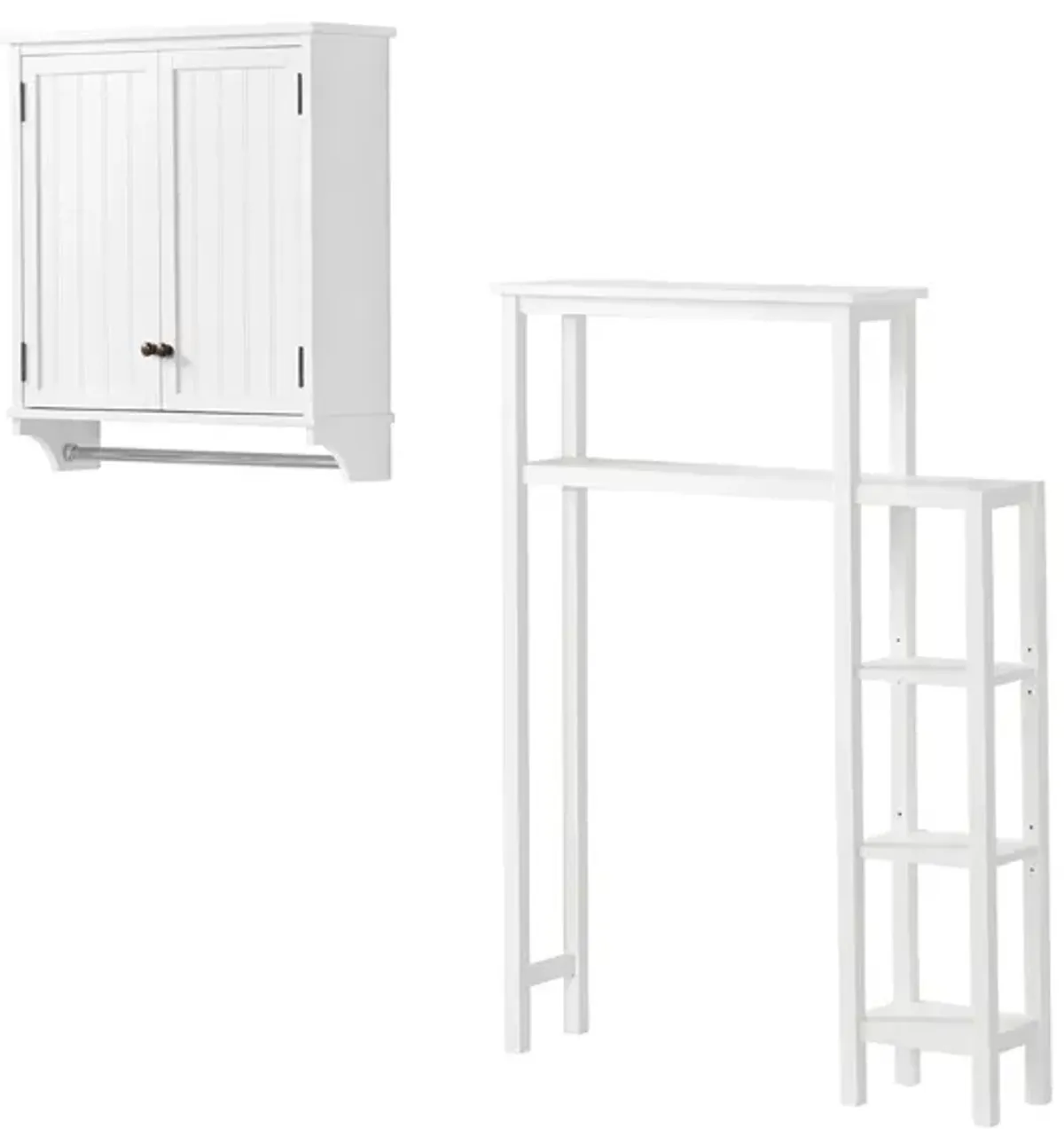 Dover 2-pc. Over-Toilet Organizer w/ Side Shelves and Cabinet in White by Bolton Furniture