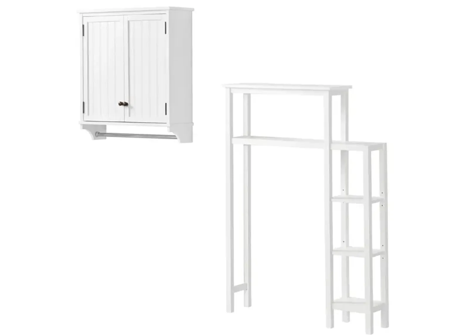 Dover 2-pc. Over-Toilet Organizer w/ Side Shelves and Cabinet in White by Bolton Furniture