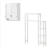 Dover 2-pc Over-Toilet Organizer w/ Side Shelves and Cabinet in White by Bolton Furniture