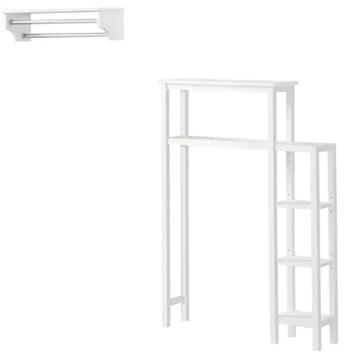 Dover 2-pc. Over-Toilet Organizer w/ Side Shelves and Towel Rods in White by Bolton Furniture