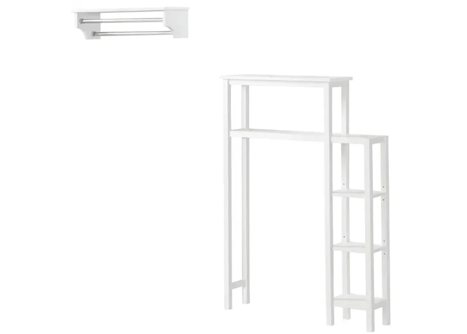 Dover 2-pc. Over-Toilet Organizer w/ Side Shelves and Towel Rods in White by Bolton Furniture