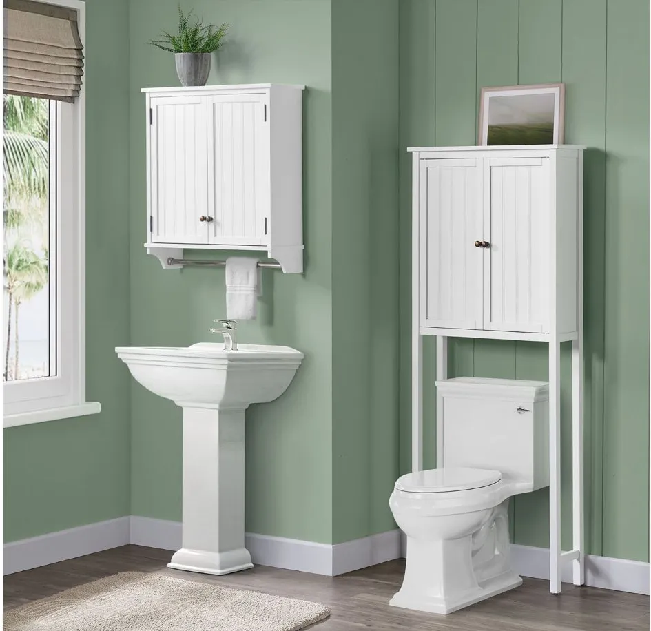 Dover 2-pc Over-Toilet Hutch w/ Cabinet in White by Bolton Furniture