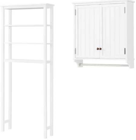 Dover 2-pc Over-Toilet Organizer w/ Open Shelves and Cabinet in White by Bolton Furniture