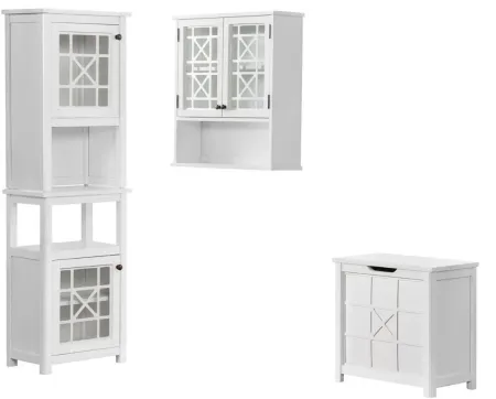 Derby 4-pc Storage Set w/ Hutch in White by Bolton Furniture