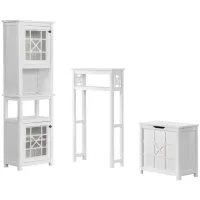 Derby 4-pc Storage Set w/ Hutch and Over-Toilet Open Shelf in White by Bolton Furniture
