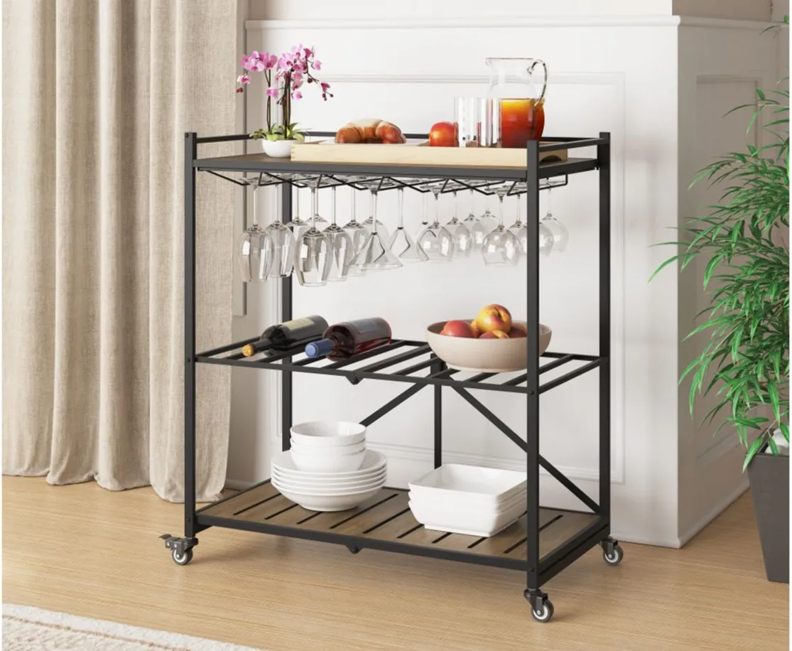 Martin Bar Cart in Taupe by Emerald Home Furnishings