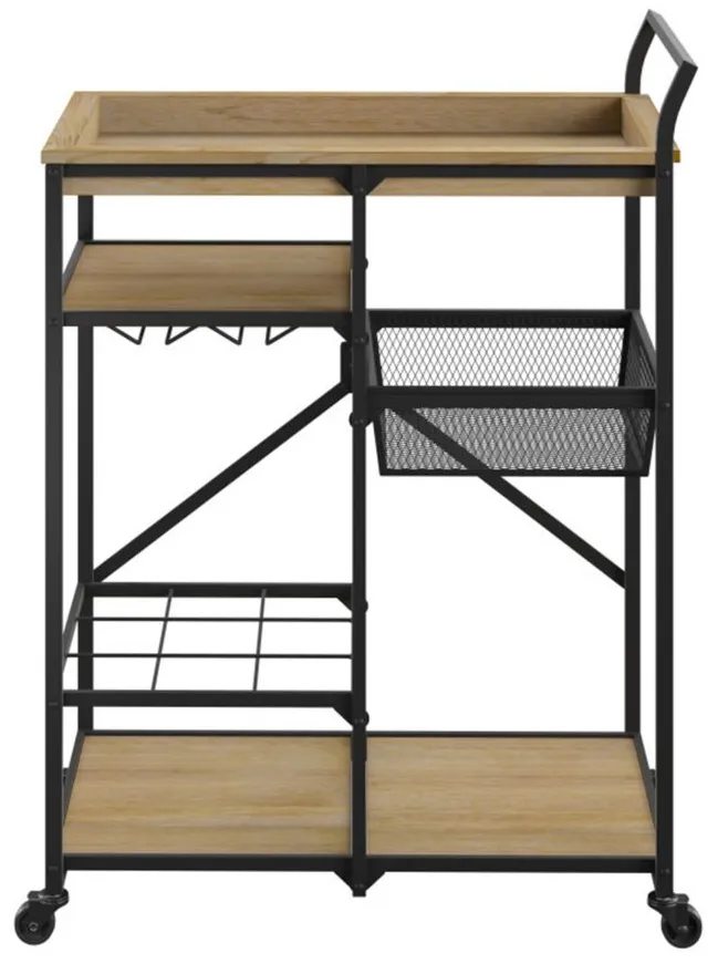Tito Bar Cart in Light Wood by Emerald Home Furnishings