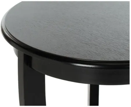 Mary Round Side Table in Distressed Black by Safavieh