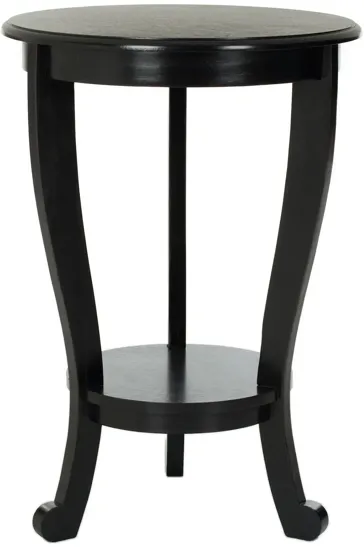 Mary Round Side Table in Distressed Black by Safavieh