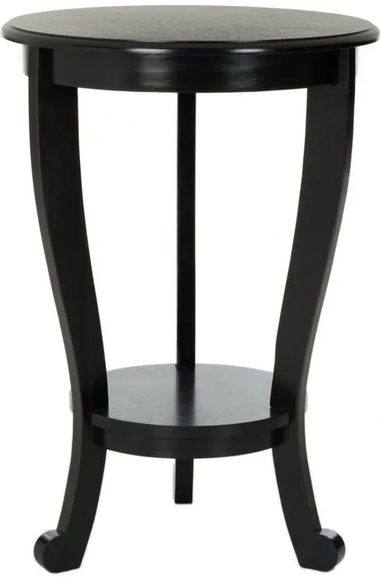 Mary Round Side Table in Distressed Black by Safavieh