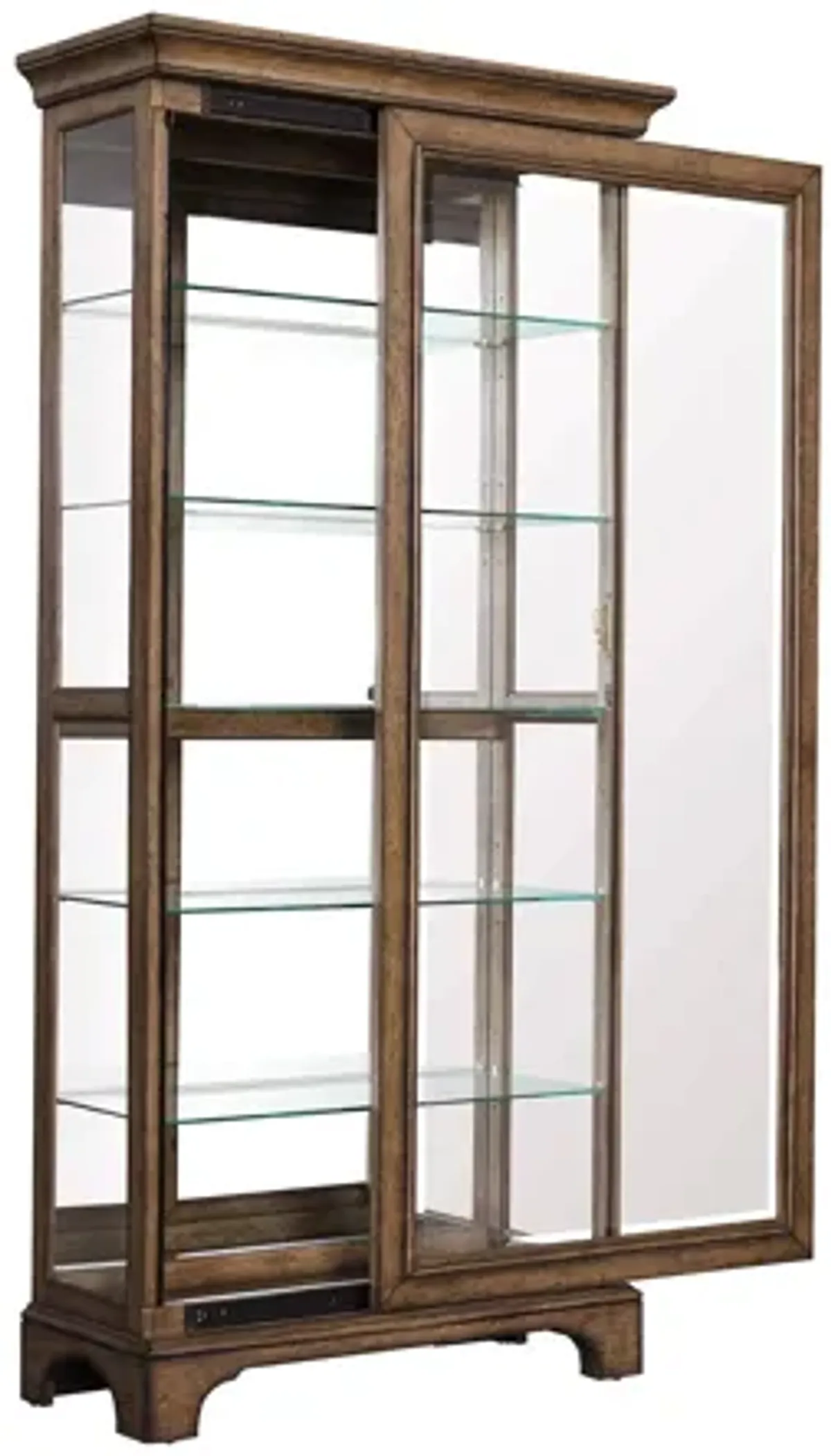 Netta Sliding Door Curio w/Glass Shelves and LED Light